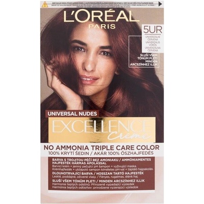 L'Oréal Paris Excellence Creme Triple Protection Farba na vlasy Všetky typy vlasov Farbené vlasy 5ur universal red 48 ml