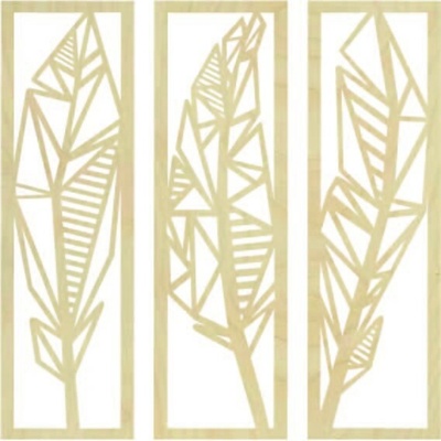 Moderní trojdílný obraz banánové listy - MUSACEAE: Přírodní překližka - Topol přírodní Rozměr 40 x 40 cm 4110-62760 PR0432