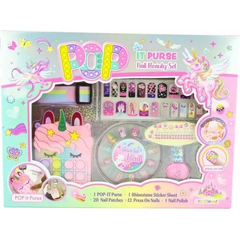 Robetoy Детски комплект за маникюр с чанта Pop it Еднорог, 6 части - Robetoy