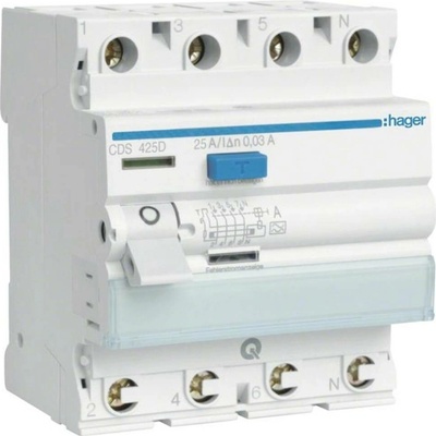 Hager A 4-pólové 25 A 0.03 A 400 VCDS425D