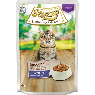Stuzzy Bocconcini Sterilized, mokré krmivo pre mačky, morka v omáčke, 85 g