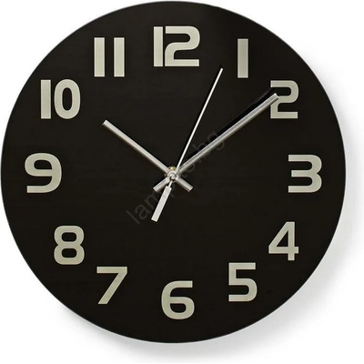 Nedis CLWA006GL30BK - Стенен часовник 1xAA/1, 5V стъкло 30 см черен (NE0260)