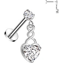 Šperky4U Labreta piercing do brady se srdíčkem LB050-ST