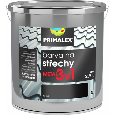 PRIMALEX barva na střechy Metal 3v1 2,5L černá