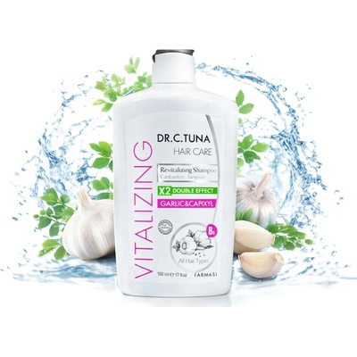 Farmasi Dr. C. Tuna Garlic & Capixyl obnovující šampon pro jemné a poškozené vlasy 500 ml