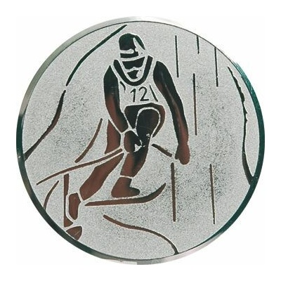 D2-A93/S Emblém pr.50mm lyžovanie slalom striebro 5 cm