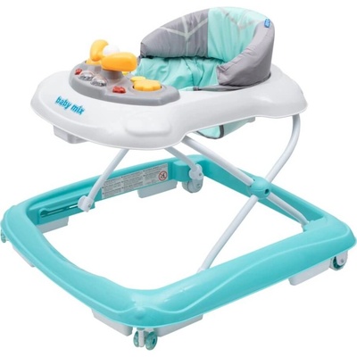 BABY MIX Dětské chodítko s volantem a silikonovými kolečky mátové barvy zelená
