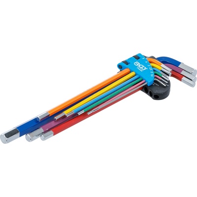 BGS Technic Sada zahnutých kľúčov viacfarebné extra dlhé vnútorný šesťhran 1,5 - 10 mm 9-dielna BGS 74456