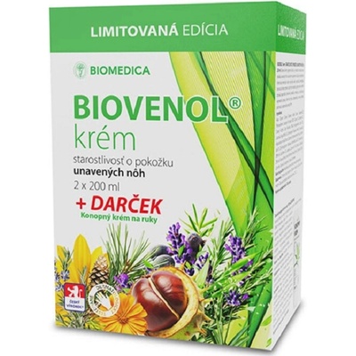 BIOMEDICA BIOVENOL krém na nohy 2 x 200 ml + Konopný krém na ruky 100 ml