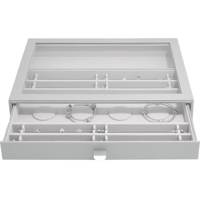 Stackers Ковчеже за накити Stackers Pebble с чекмедже и стъклен капак supersize каменносиво (75933)