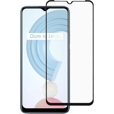 Удароустойчив стъклен протектор за Realme C21 - с черна рамка