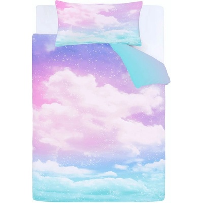 Catherine Lansfield Синьо -розово двойно детско спално бельо 200x200 cm Ombre Rainbow Clouds - Catherine Lansfield (BD/56643/W/DQS/PAT)