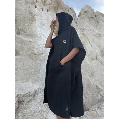 Základní pončo z vafloviny Černé – Zboží Dáma