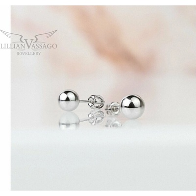 Lillian Vassago hladké a lesklé zlaté náušnice v tvare guľôčky LLV66-GER158S6 biela