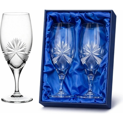 Bohemia Crystal sada 2 broušených sklenic na pivo brus Mašle 420 ml