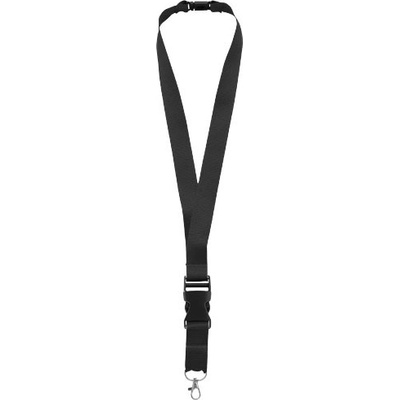 Snúrka na krk Lanyard Yogi s odopínacou prackou a rozopínacou poistkou Čierna