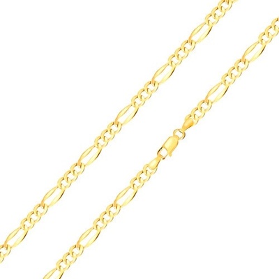 Šperky eshop Retiazka zo žltého 14K zlata podlhovasté očko so širšími okrajmi, tri oválne očká S3GG186.28