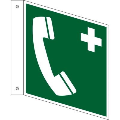 Značka Núdzový telefón, ISO 7010, plast, luminiscenčná, 150 x 150 mm, 5 ks