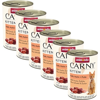 Animonda Корм CARNY KITTEN телешко, пилешко + пуйка 6 x 400 г