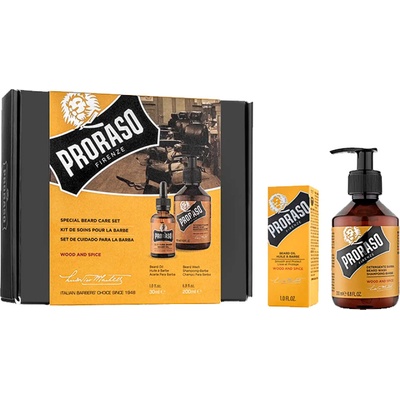 Proraso Wood & Spice šampón na fúzy 200 ml + olej na fúzy 30 ml darčeková sada