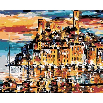 zuty Malování podle čísel Městečko nad mořem 100 x 80 cm vypnuté plátno na rám