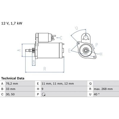 BOSCH 0 986 013 050 Startér (0986013050)