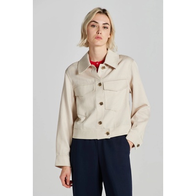 GANT CROPPED LINEN BLEND JACKET hnedá