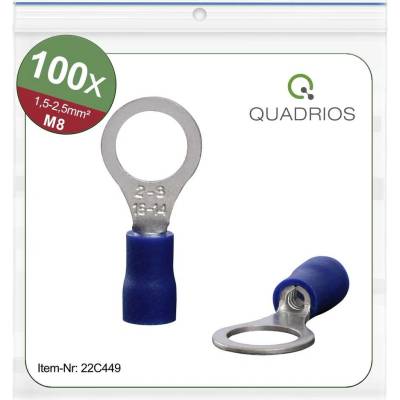 Quadrios 22C449 guľaté káblové oko Prierez=2.5 mm² Ø otvoru=8.5 mm čiastočne izolované modrá 1 sada