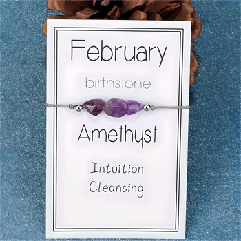 HARAHU Гривна с камък за месеца на раждане - Февруари / Аметист kp38769 (38769)