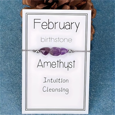 HARAHU Гривна с камък за месеца на раждане - Февруари / Аметист kp38769 (38769)