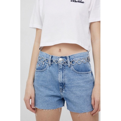 Tommy Jeans Bavlněné riflové kraťasy Bf0012 dámské hladké high waist DW0DW12458.PPYY modrá