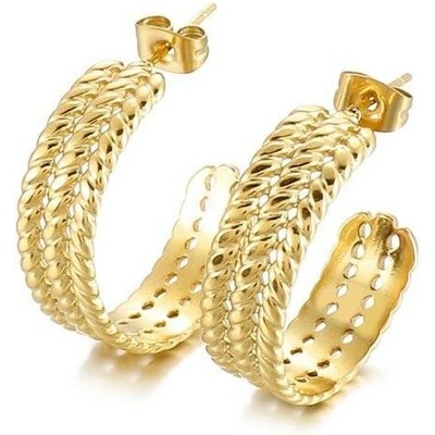 Impress Jewelry ocelové náušnice půlkruhy Vangel Zlaté 97k-cube