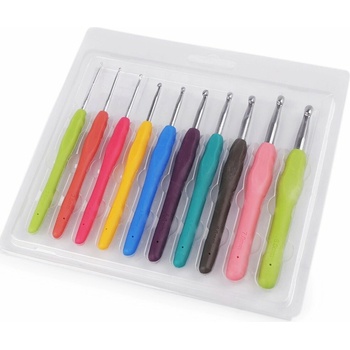 Sada háčikov na háčkovanie so silikónovou rukoväťou - mix