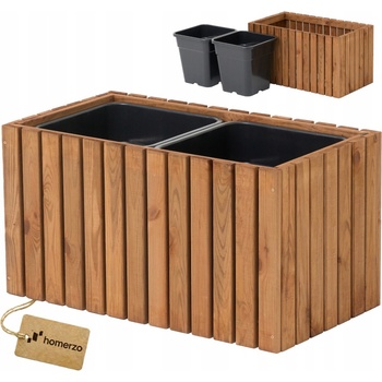 HOMERZO Květináč dřevěný, béžový, hnědý 67 x 36,5 x 35 cm