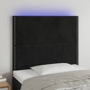 vidaXL LED горна табла за легло, черна, 100x5x118/128 см, кадифе (3122328)