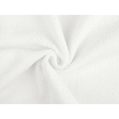 Teddy plyšová látka, střední, 1 (1) (245 g/m²) bílá mléčná