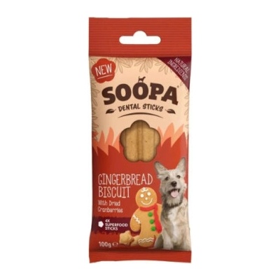 Dentální tyčinky Soopa s Gingerbread Biscuit 100 g