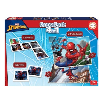 Superpack 4v1 Spider-man Educa domino pexeso a 2 puzzle s 25 dielikmi