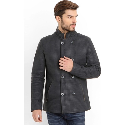 Jacket Club Мъжко палто от естесвена кожа e-4709 - Тъмносиво #318670 (318670_Черно)