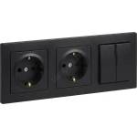 Legrand - Двойна домашна SCHUKO контактна розетка и двоен ключ č. 5 с рамка SUNO 250V в черно (LR0118E)