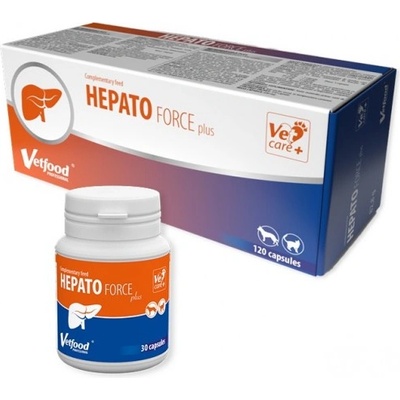 VetFood Hepatoforce Plus - хранителна добавка за кучета и котки против увреждане на черния дроб с антиоксидантни свойства, 30 капсули - Полша