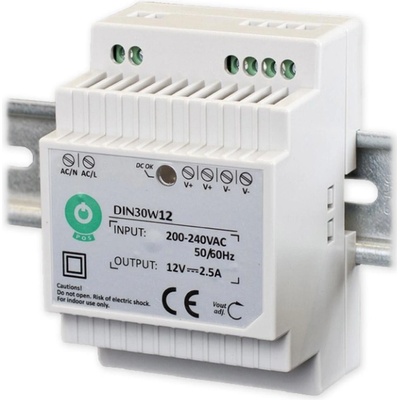 POS, Napájecí zdroj na DIN lištu 30W 12V, DIN30W12