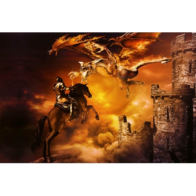 DIMEX ART Флизелинов фототапет атакуващ дракон 375 x 250 см