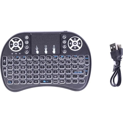 Royal Мини клавиатура и мишка Royal I8 Black wireless LIGHT, Безжична, Mишка, Tъчпад, с подсветка, Черна