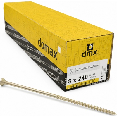 Konštrukčný vrut do dreva 8 × 240 mm, zápustná hlava TX40 – Domax CS