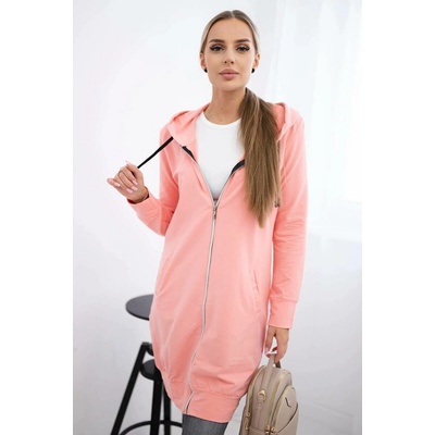 Fashionweek Dámska maxi bavlnená mikina so zipsom K8924 marhuľový
