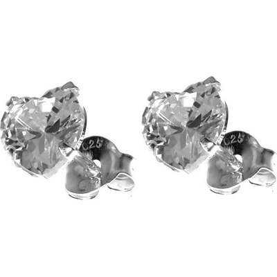 Argento Stříbrné náušnice - srdíčka, čirý zirkon, velikost 5 mm 65346