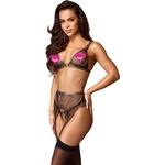 Abierta Fina Soft Mesh Set with Rose Gold Jewelry 2215799 Black S