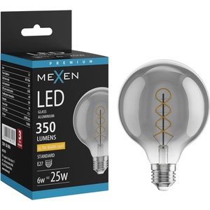 Mexen Vintis LED спираловидна жичка E27, G95, 6W, Топла - 2200K, 350 lm, димна - L167-E27-0622-70 (L167-E27-0622-70)