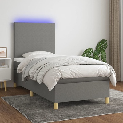 Petrashop 3135238 boxspring postel s matrací a LED tmavě šedá textil